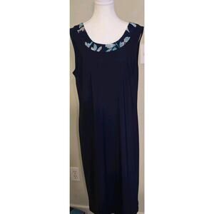 R&M Richards Dress Womens Size 14 Navy Pullover Sheath Dress Sleeveless